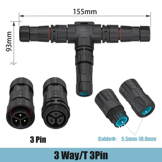M20 3Pin Straight Type L Connector