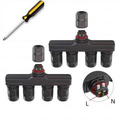 M16 2Pin F Type  Connector 1 to 4F Splitter