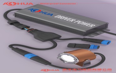 AOHUA IP67 power Cord  waterproof cable connectors is widely used in led lighting power supply driver application