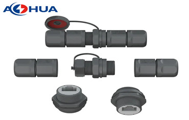 AOHUA L type ethernet cable cat5 cat6 ip67 ip68 waterproof RJ45 connector