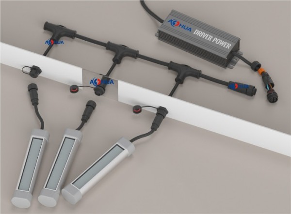 IP67 Nylon PA66 injection Molded Male and female connectors work together with T type waterproof cable connector/Splitter in Garden Lights Connecting System