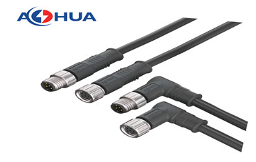 AHUA M8 male female molded straight/elbow circular cable connector with free end 3 4 5 6 8 pin