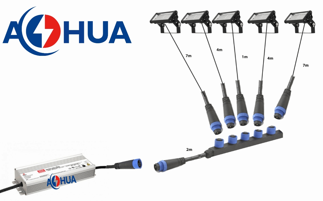 1 To 4 Way IP68 Male or Female M15 Waterproof Splitter Connector Cable For LED Modules