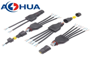 AOHUA M20 Quick Push Wire 1 to 4 Y Type Cable 2 Pin Connector Outdoor Led Strip