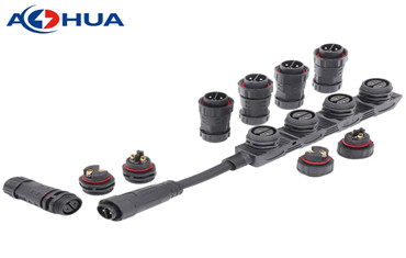 AHUA M20 distributor male female assembly F type wire connector 1 to 2 3 4 socket for led lighting