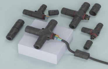 AOHUA L/T/X IP67 Screw Fixing Type Power Cable Connector for Outdoor Lighting