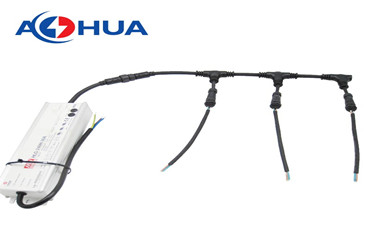 AHUA customized wire layout waterproof splitter power cable T type connector for driver 